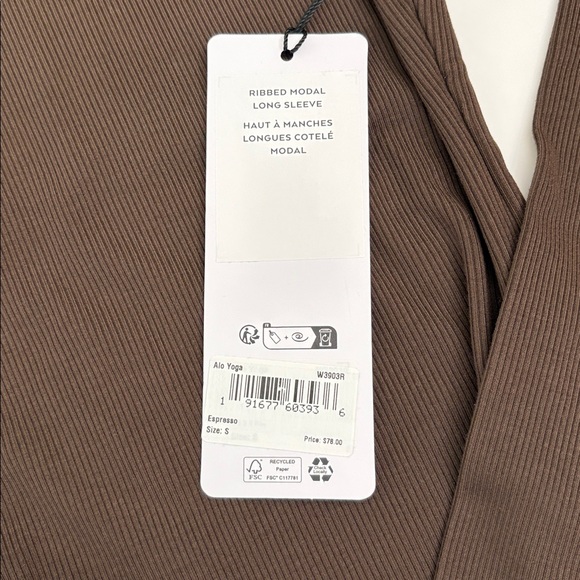 ALO Yoga Expresso Ribbed Modal Long Sleeve Size S (4-6) NWT - Picture 8 of 8